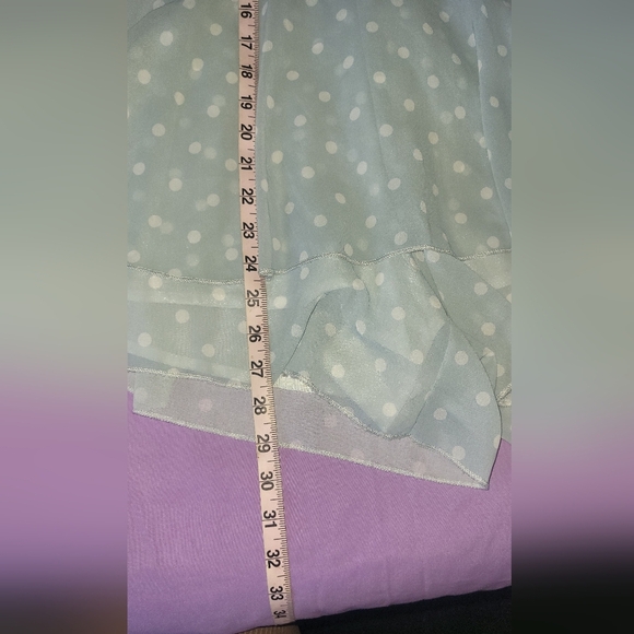 Classic Fashion Pastel Blue and White Polka Dot Long Sleeve Romper Size Small. - Picture 5 of 8